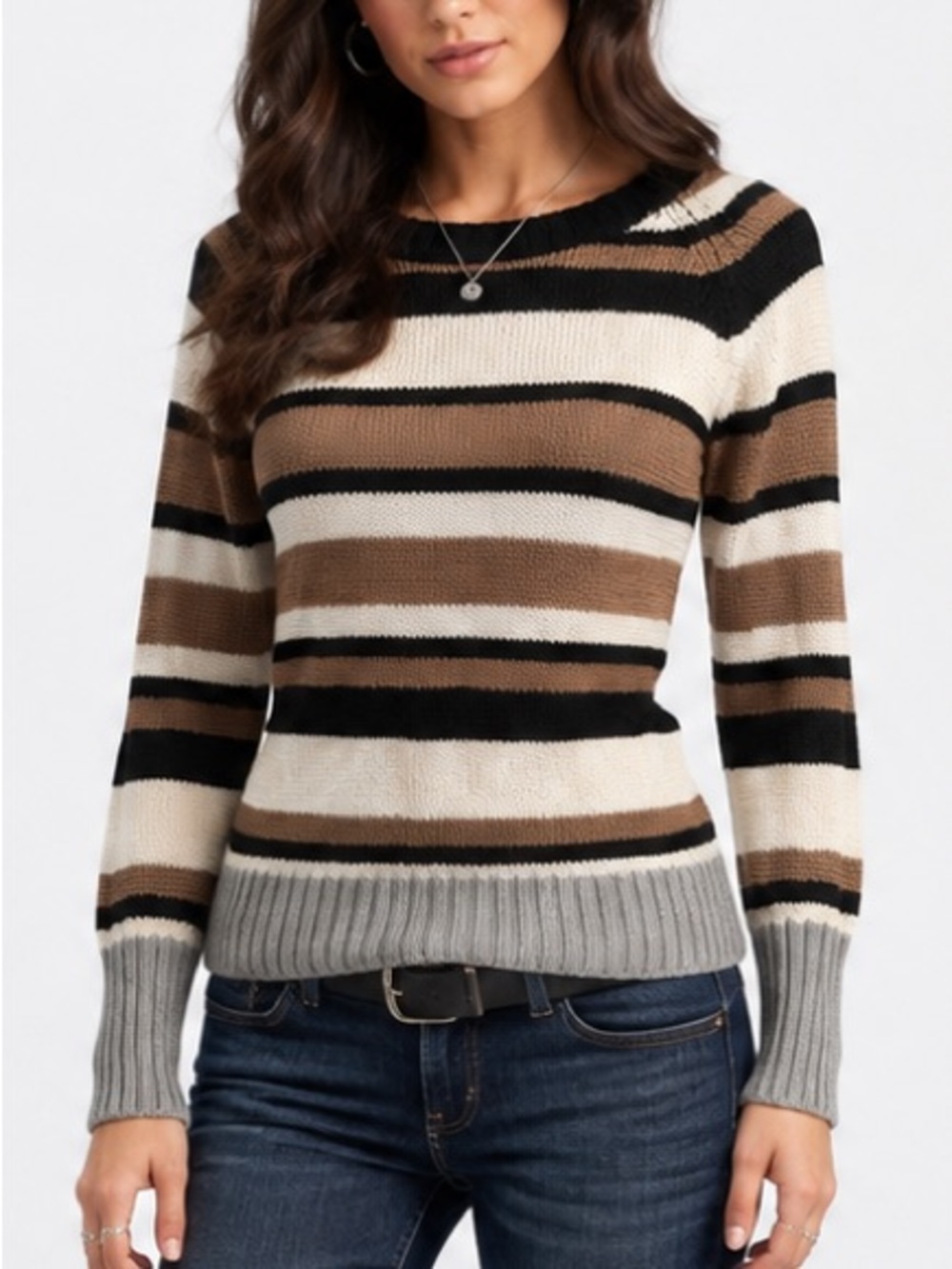 The Limited Wool Blend Striped Long Sleeve Sweater Small Earthy Minimalist